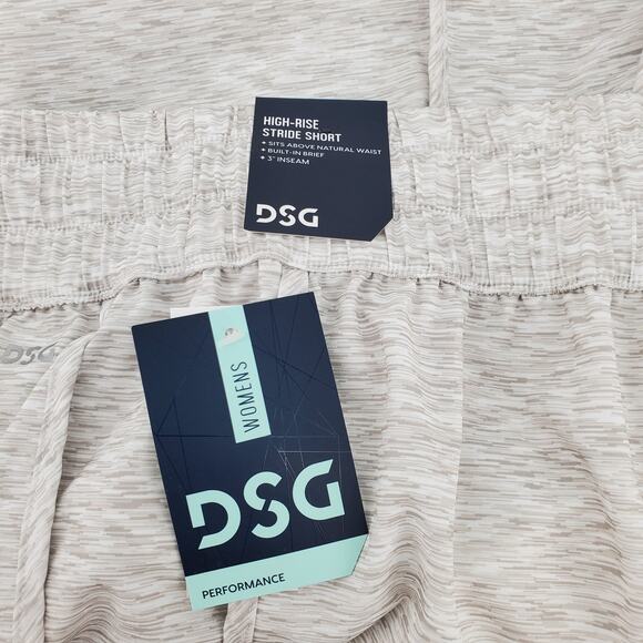 DSG Womens XL High Rise‎ Stride Short Heather Texture White Brief Lined New - Picture 5 of 7